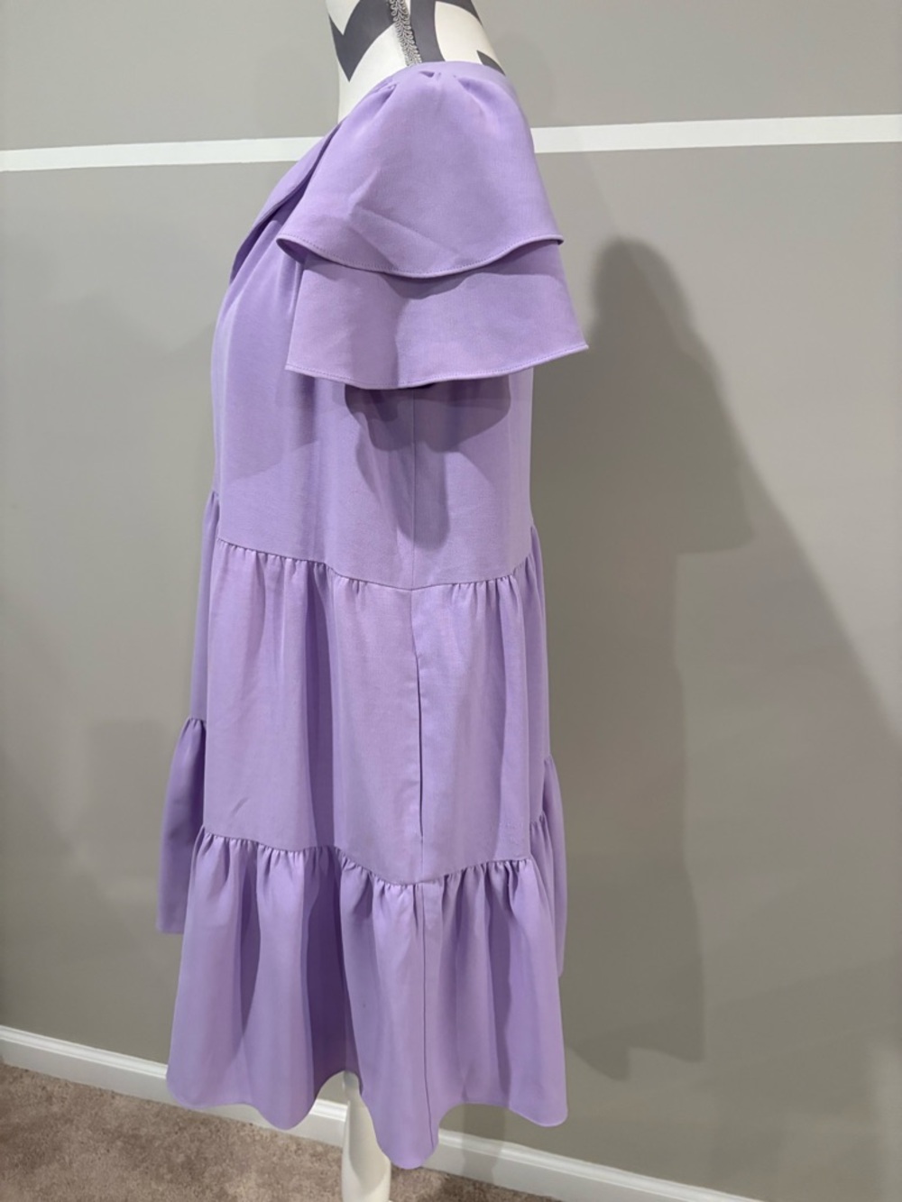 BCBGeneration Lavender Tiered V-Neck Mini Dress - Picture 3 of 7